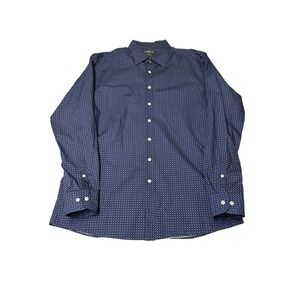 Rodd & Gunn Mens XL Navy Blue Micro Paisley Cotton Button Down Shirt Sports Fit